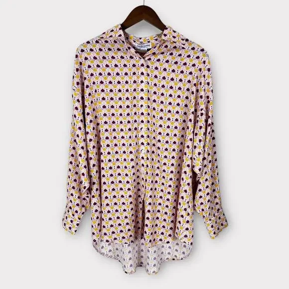 Charlie Holiday Maple Geometric Print Button Front Long Sleeve Oversized Shirt - Picture 6 of 15
